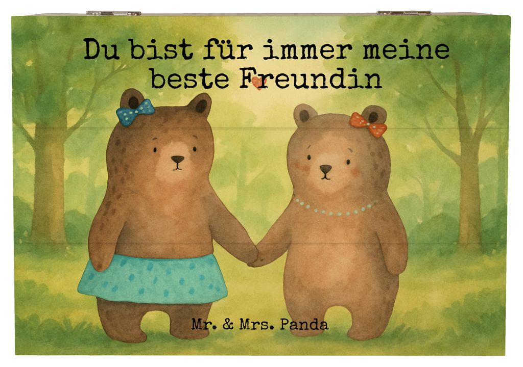 Mr. & Mrs. Panda Box Bär Freundin Design 22 x 15 cm - Weiß - Geschenk, fotobox, Teddy, geschenkkiste, Beste Freund Liebe Liebesbeweis Verliebt Ku...
