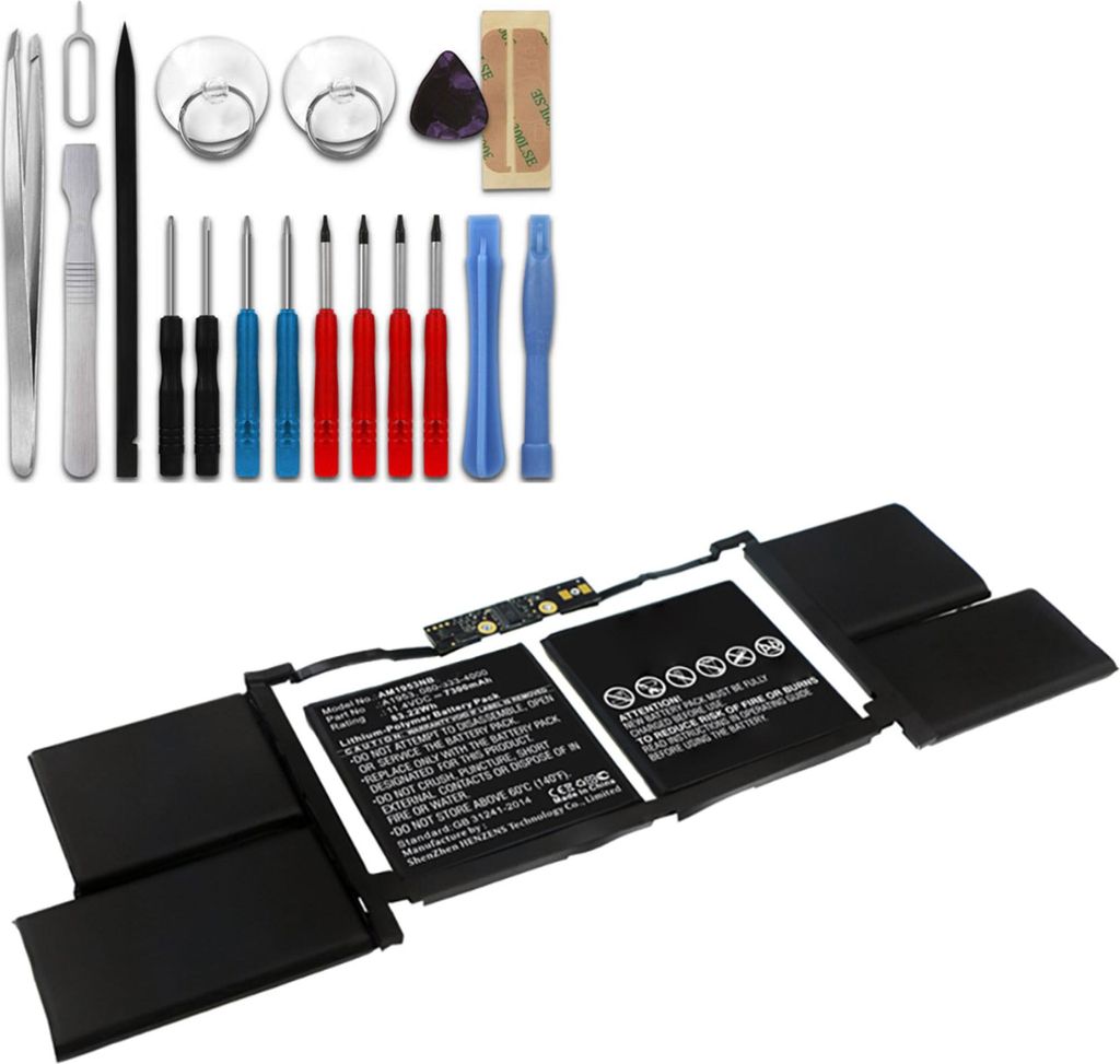 subtel 1x Akku für Notebook Kompatibel mit Apple Macbook Pro 15 Touch - A1990 - 2019, Macbook Pro 15 Touch - A1990 - Mid 2018, A1953 - (7300mAh, 1...