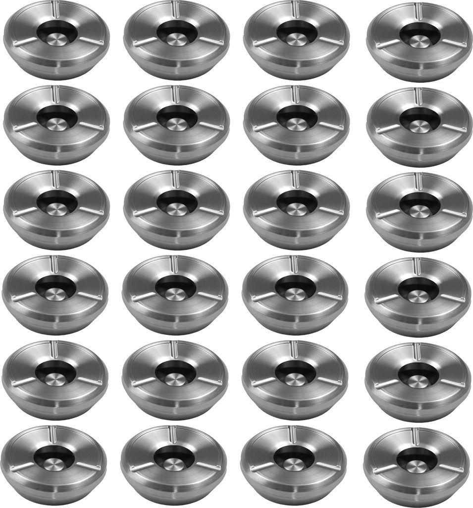24 Stück Windaschenbecher Aschenbecher mit abnehmbaren Deckel aus Edelstahl ø 12,5cm