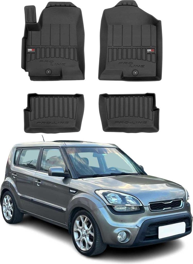 OMAC Gummi Fußmatten für Kia Soul 2009-2013 Premium TPE 3D Automatten Schwarz 4x