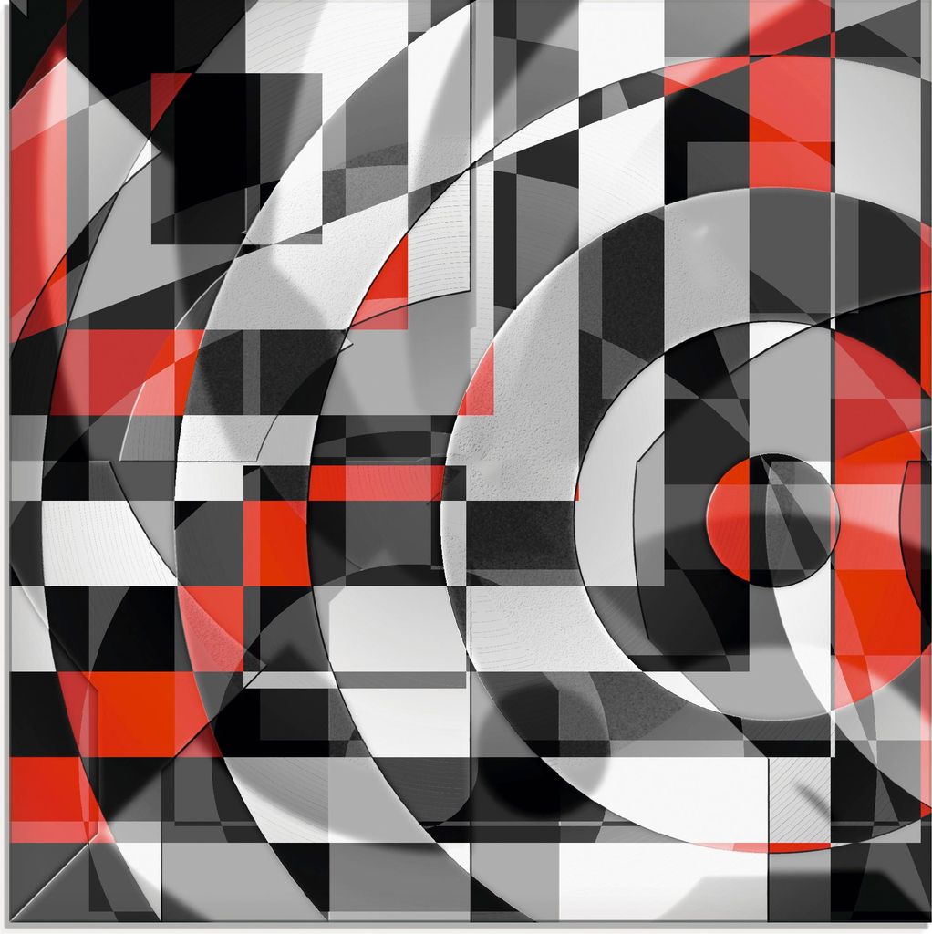 ARTland Glasbild Schwarz weiß trifft rot Version 1 Größe: 50x50 cm