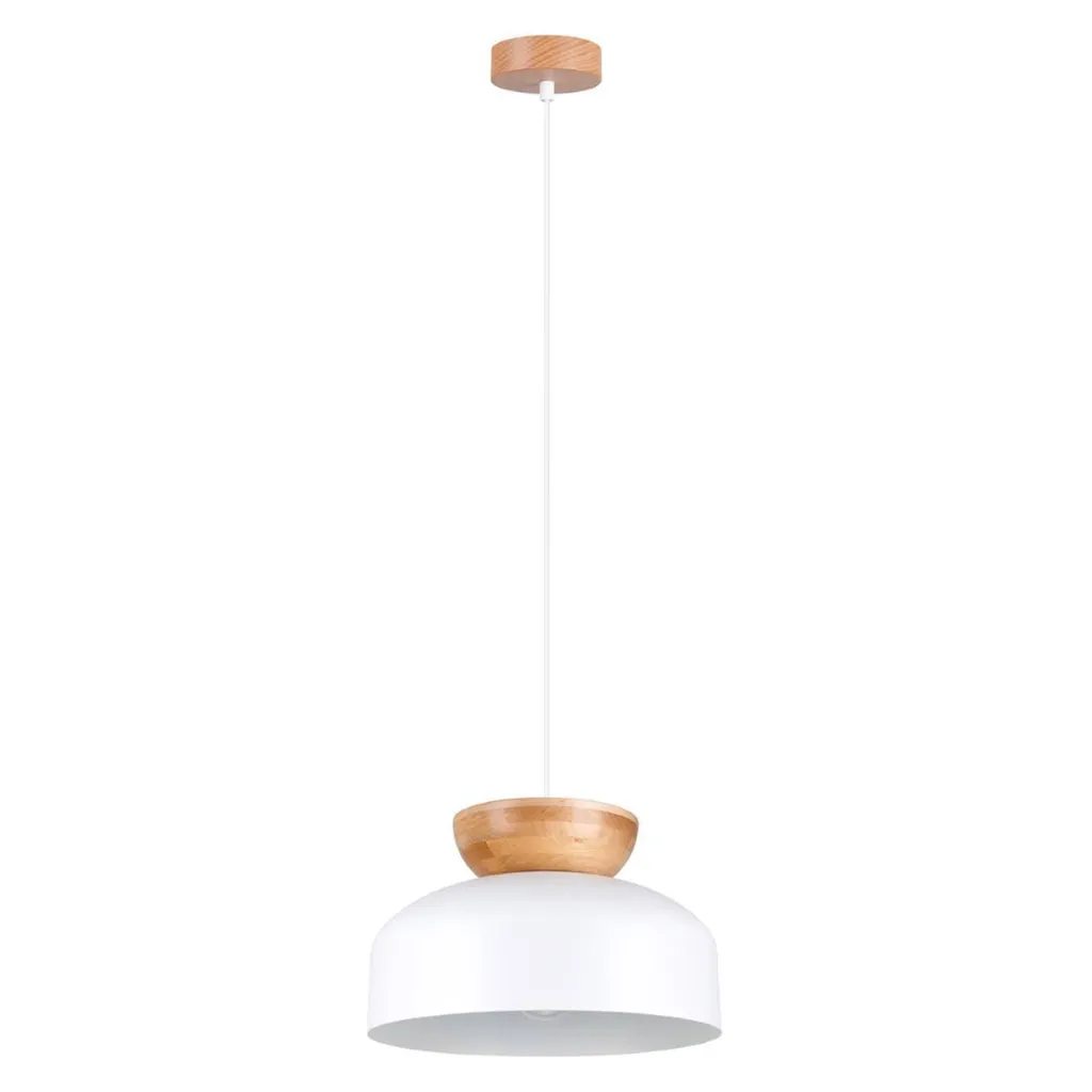Suspension design bois et blanc MARION pour salon et salle à manger E27