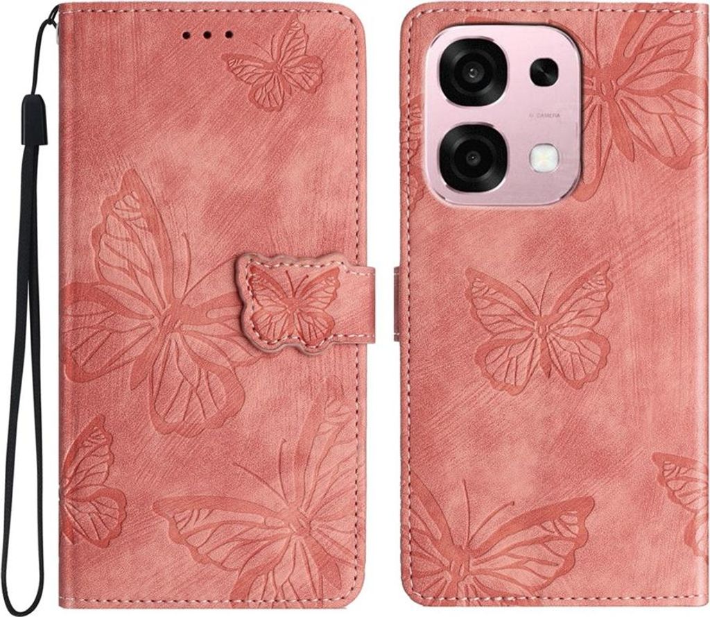 OPPO A6 Pro 5G Hülle - Coverup Schmetterlinge Klapphülle - Rosa
