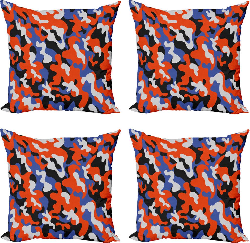 ABAKUHAUS Tarnen Kissenbezug Set (4 Stück), Abstrakte Farbspritzern, Moderner Doppelseitiger Digitaldruck, 40 cm x 40 cm, Violet Blue Vermilion