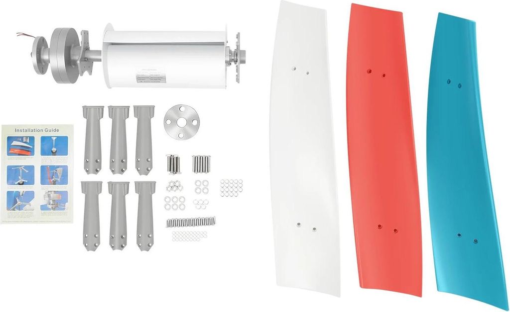 Windgenerator - 12V 400W Windturbine - 3 Glasfaser-Rotorblätter - Maglev-Generator - IP67 - Anlauf ab 1,3 m/s - Rotor Ø 0,6 m - Max 45 m/s - Braun