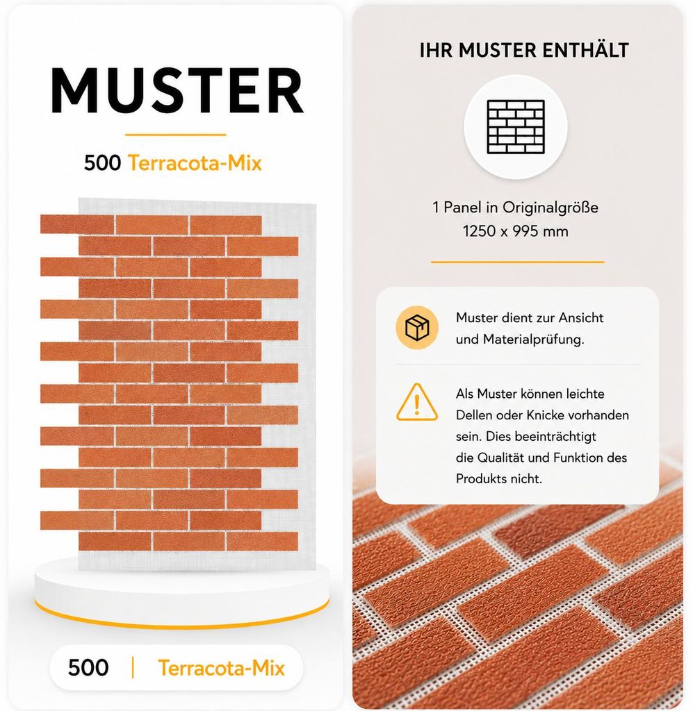 AMK Muster-Paneel 500 Terracota Mix – Originalgröße Produktbild  KI-generiertes Bild