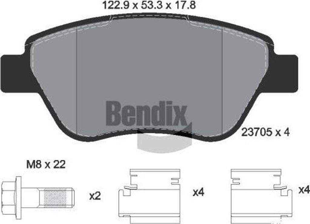 BENDIX Braking BPD1588 Bremsbelagsatz, Scheibenbremse OE 77362179 kompatibel mit 500, 500C, Idea, Panda, Musa