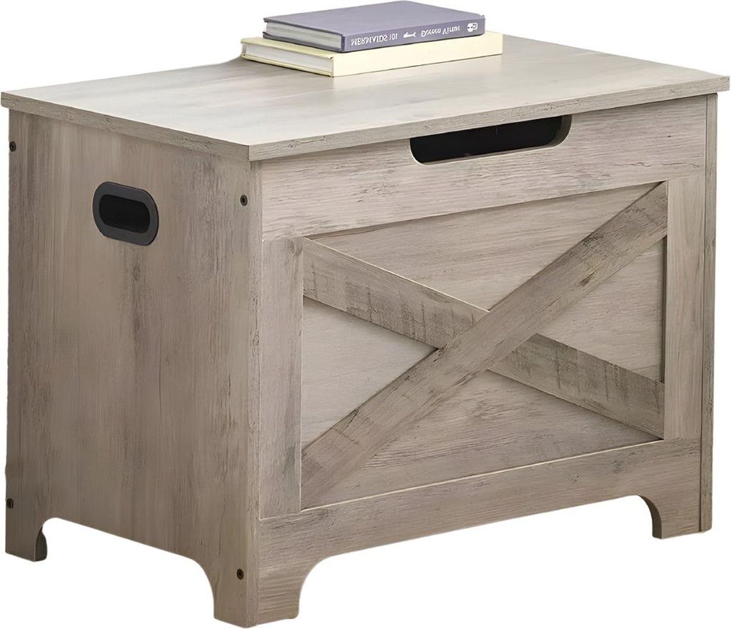 Holz Sitzbank mit Aufbewahrung und Sitzkissen – Flurbank & Schlafzimmerbank mit großer Aufbewahrungsbox – klein