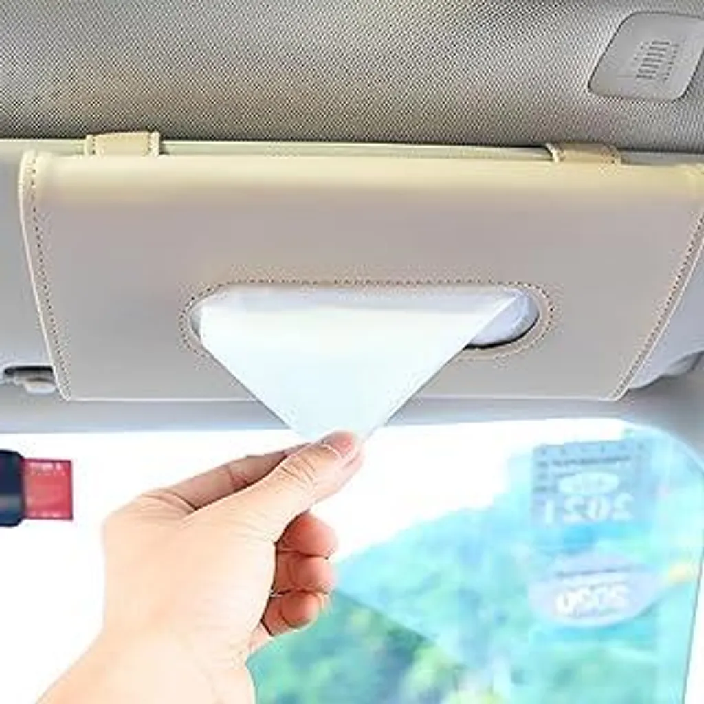 Porta Fazzoletti Auto Beige in Ecopelle: Organizer Parasole e Sedile