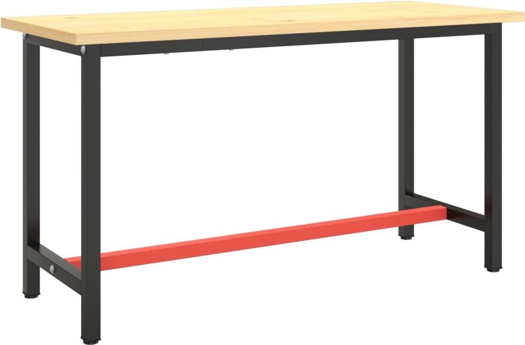 vidaXL Werkbankgestell Mattschwarz und Mattrot 140x50x79 cm Metall