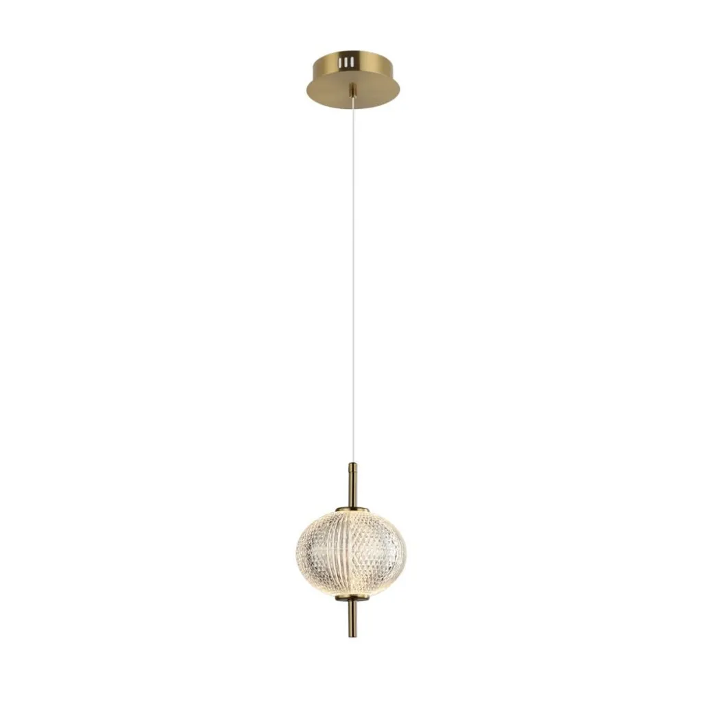 Lustre Suspension Moderne en Laiton et Verre Globe Luminaire LED 5W