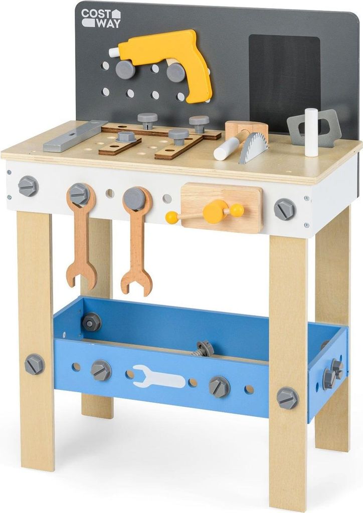 Kinder-Werkbank-Spielset aus Holz mit Kreidetafel
