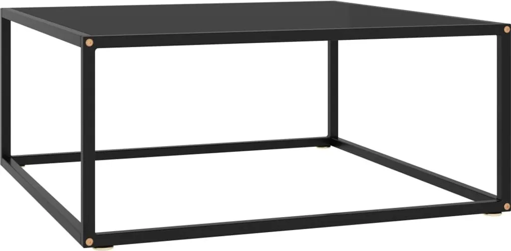 Tavolino Basso Nero 80x80x35 cm | Vetro Facile Pulizia e Acciaio