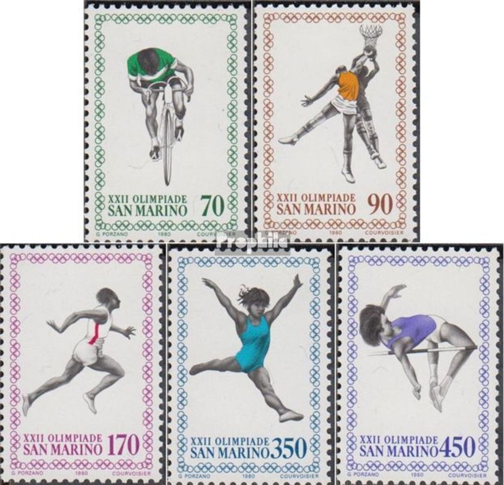 Briefmarken San Marino 1980 Mi 1214-1218 (kompl.Ausg.) gestempelt Olympische Sommerspiele80 Moskau