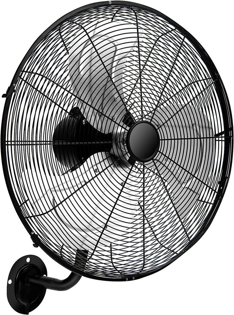 Wandventilator mit 3 Geschwindigkeitsstufen, 85°Oszillation & 30°Neigung, 120W Ventilator mit 3 Aluminiumflügel für Lager, Werkstatt & Keller, ...