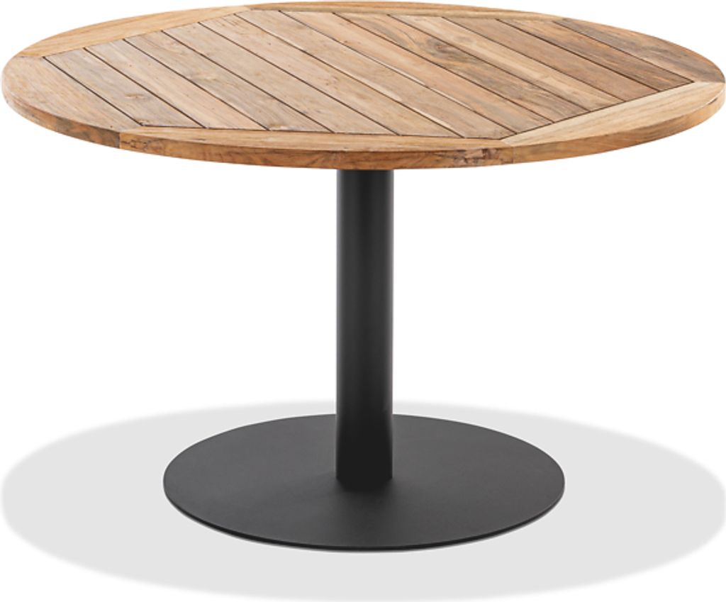 Gartentisch Bistrox 125 rund Tischplatte Teak Recycelt Gestell Stahl Anthrazit