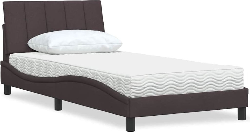 Bett mit Matratze "Hanko" Dunkelbraun 100x200 cm Stoff