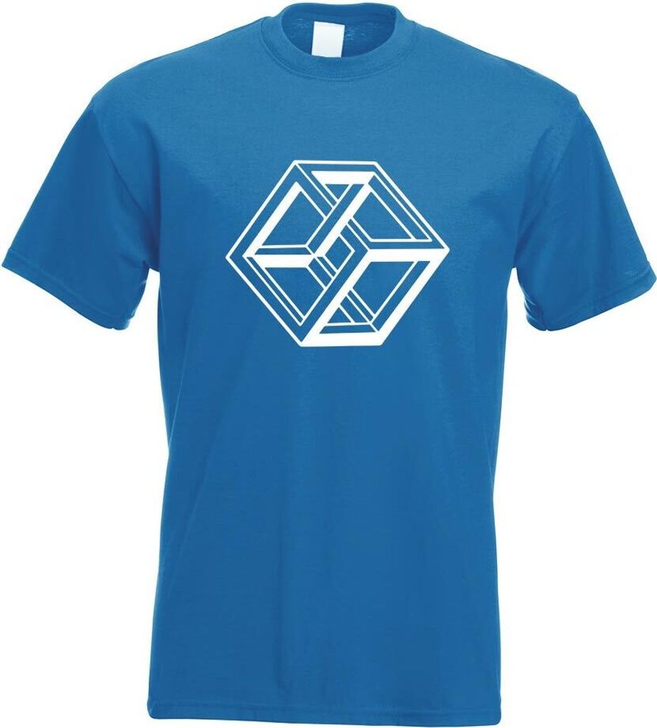 Kiwistar - T-Shirt - royal - Neckar Würfel - Optische Täuschung Motiv Bedruckt Funshirt Design Print - mit Motiv Bedruckt - Funshirt Design - Spo...