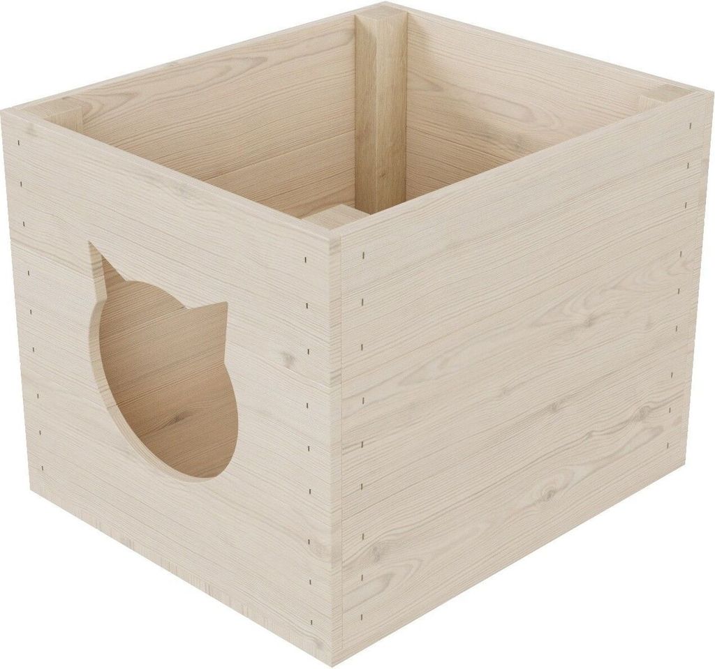 QLS Katzenhaus Box aus Holz passend für Kallax-Regal 33x38 x29 cm unbehandelt 11237