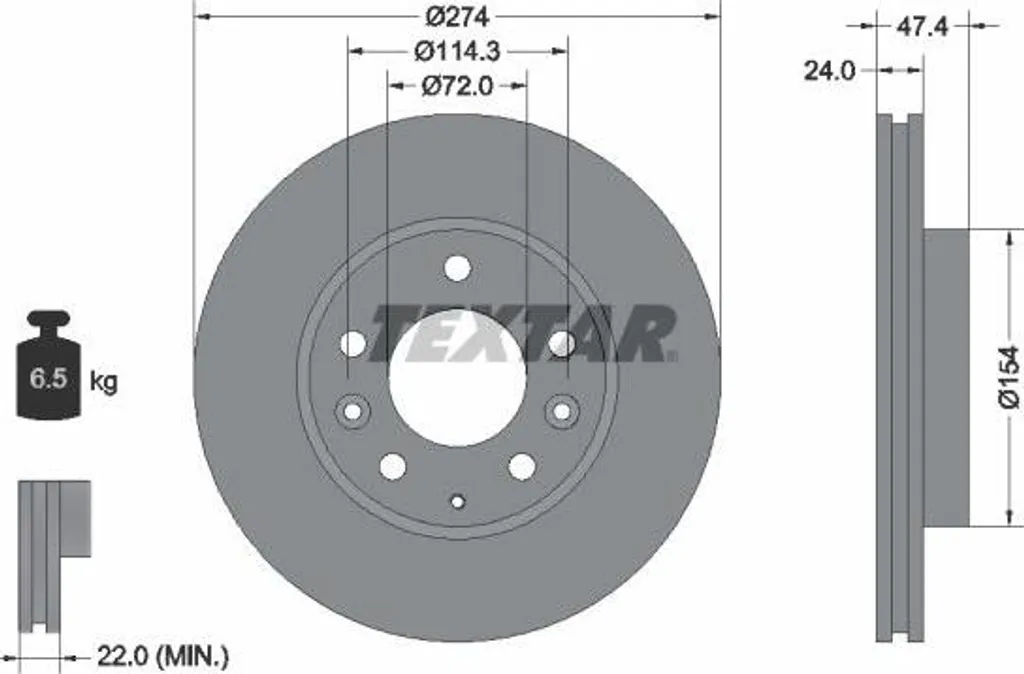 Disque de frein haute teneur en carbone TEXTAR 92110400 OE FC013325X