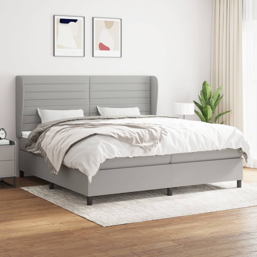 The Living Store Boxspringbett mit Matratze Hellgrau 200x200 cm Stoff