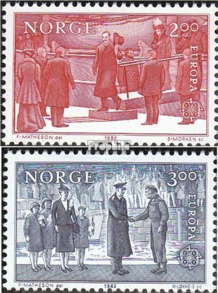 Briefmarken Norwegen 1982 Mi 865-866 (kompl.Ausg.) postfrisch Historische Ereignisse