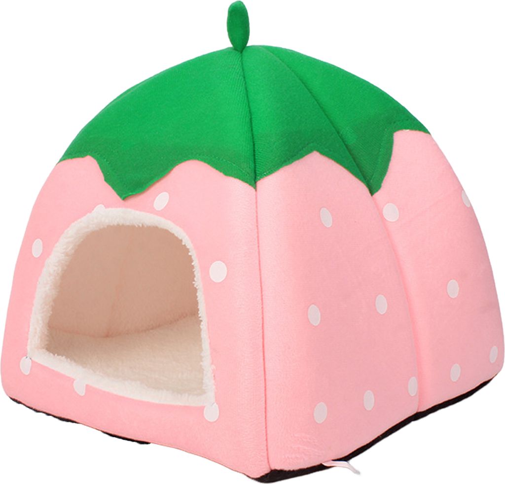 Erdbeer-Hamsterhaus, Meerschweinchen-Versteck, Kleintierbett, Zwergkaninchen, Chinchilla, Igel, Frettchen, Versteck, Hütte, Käfigzubehör für He...