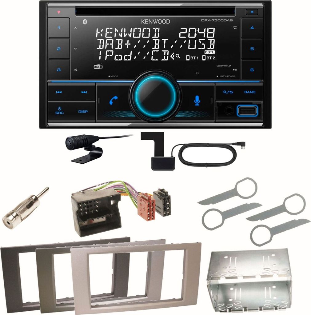 Kenwood DPX-7300DAB Bluetooth DAB Einbauset für Ford Focus C-Max Fiesta Transit