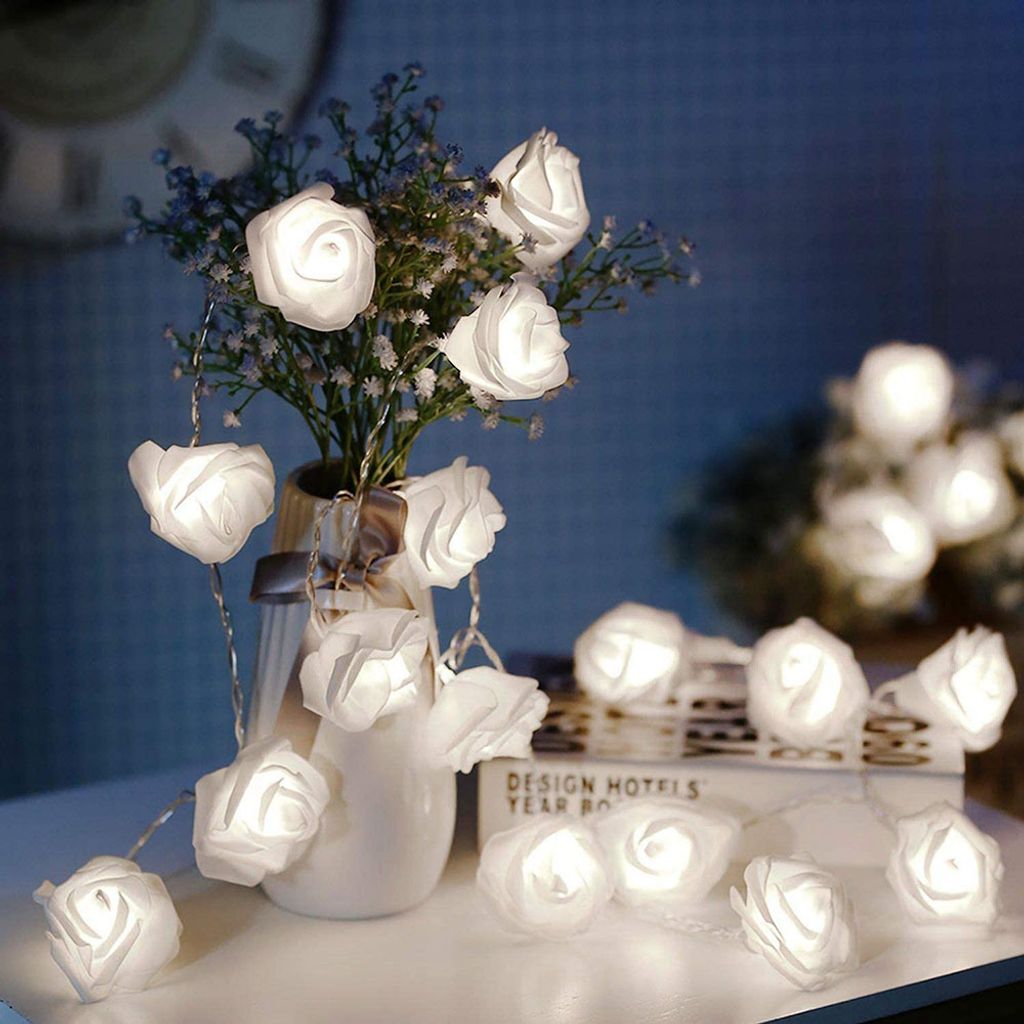 20LED Rosen-Blumen-Schnur-Lichter Batterie Weihnachten Lampe Kette Leuchte Dekor
