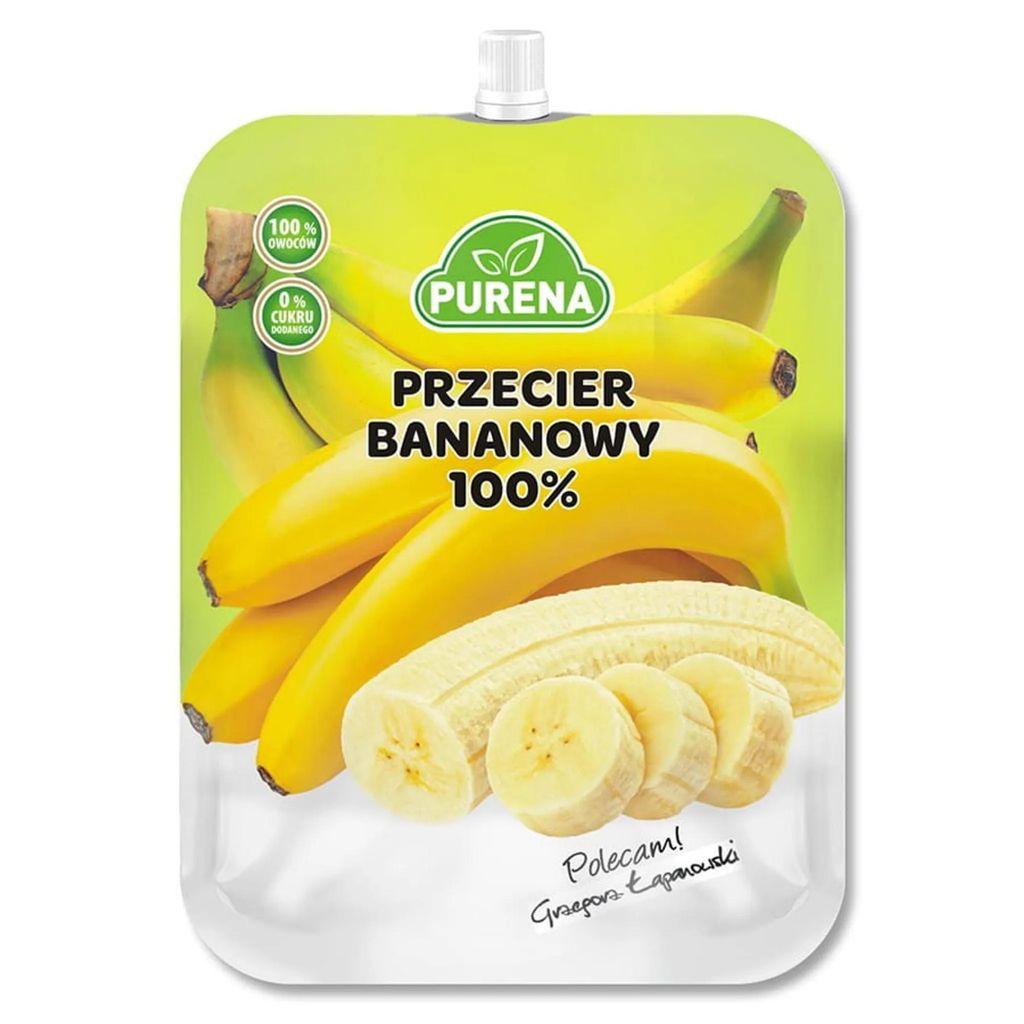 PURENA Bananenpüree 100% 350 g Fruchtpüree Ohne Zuckerzusatz Pasteurisiert Banane Mus Für Smoothie Desserts Eis Backen
