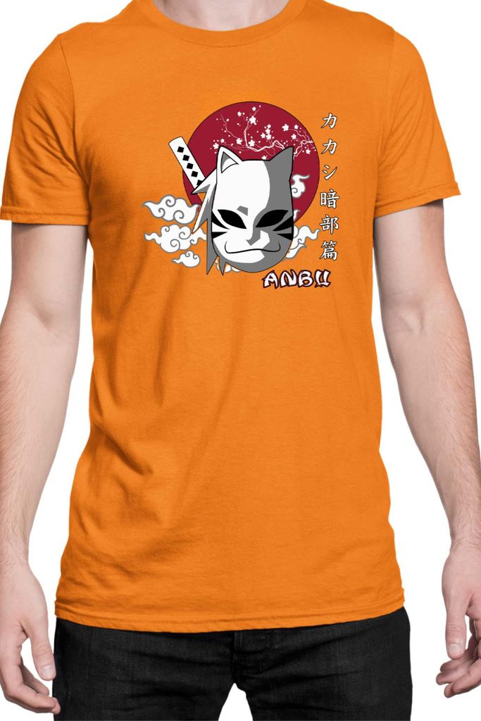 Herren T-Shirt Japan Manga Anime Comics Animation Naruto Anbu Ninja Mask, Man 3XL / Orange