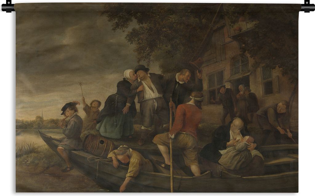 MuchoWow Wandteppich Wandbehang Das Karussell - Jan Steen 150x100 cm Tapisserie Dekoration Wandtuch - Waschbar - Tapisserien - Wand-Decke