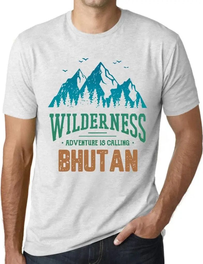 Herren Grafik T-Shirt Wildnis Abenteuer ruft in Bhutan – Wilderness, Adventure Is Calling Bhutan – Öko-Verantwortlich Vintage Jahrgang Kurzarm...