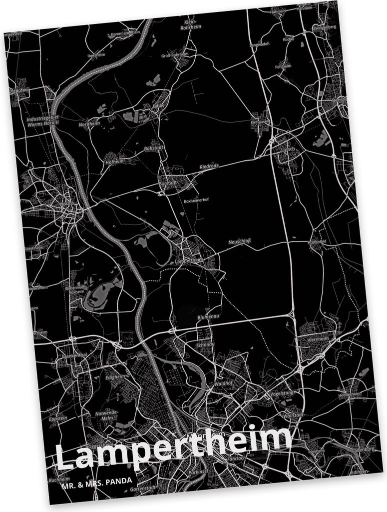 Mr. & Mrs. Panda Postkarte Lampertheim - Geschenk, Grußkarte, Stadt, Postkarten, Ansichtskarte, Ansichtskarten, Dorf Karte Landkarte Map Stadtplan...