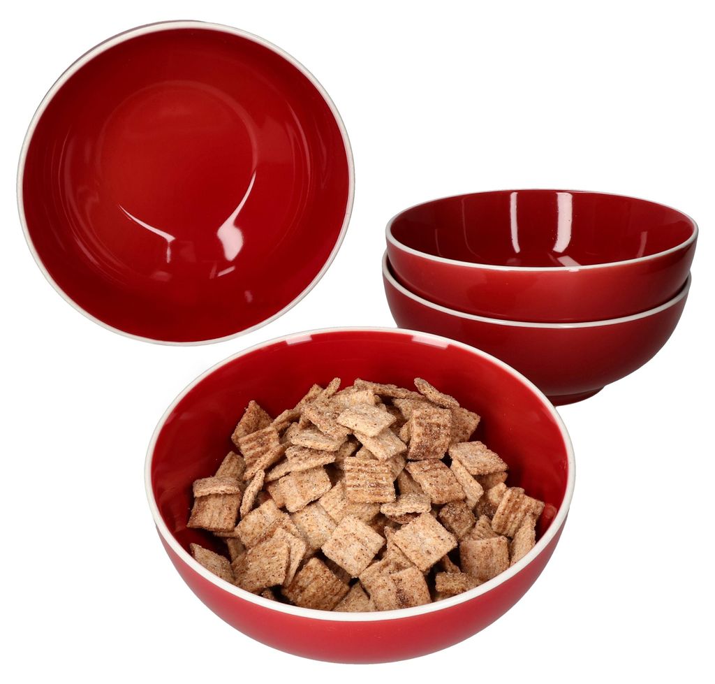 sada 4 misek Linus Red Bowl 700ml Cereal Salad Dessert Bowl Obrázek produktu 