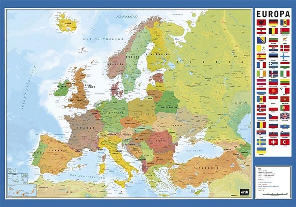 Erik Editores Map Da Europe Schreibtischunterlagen One Size