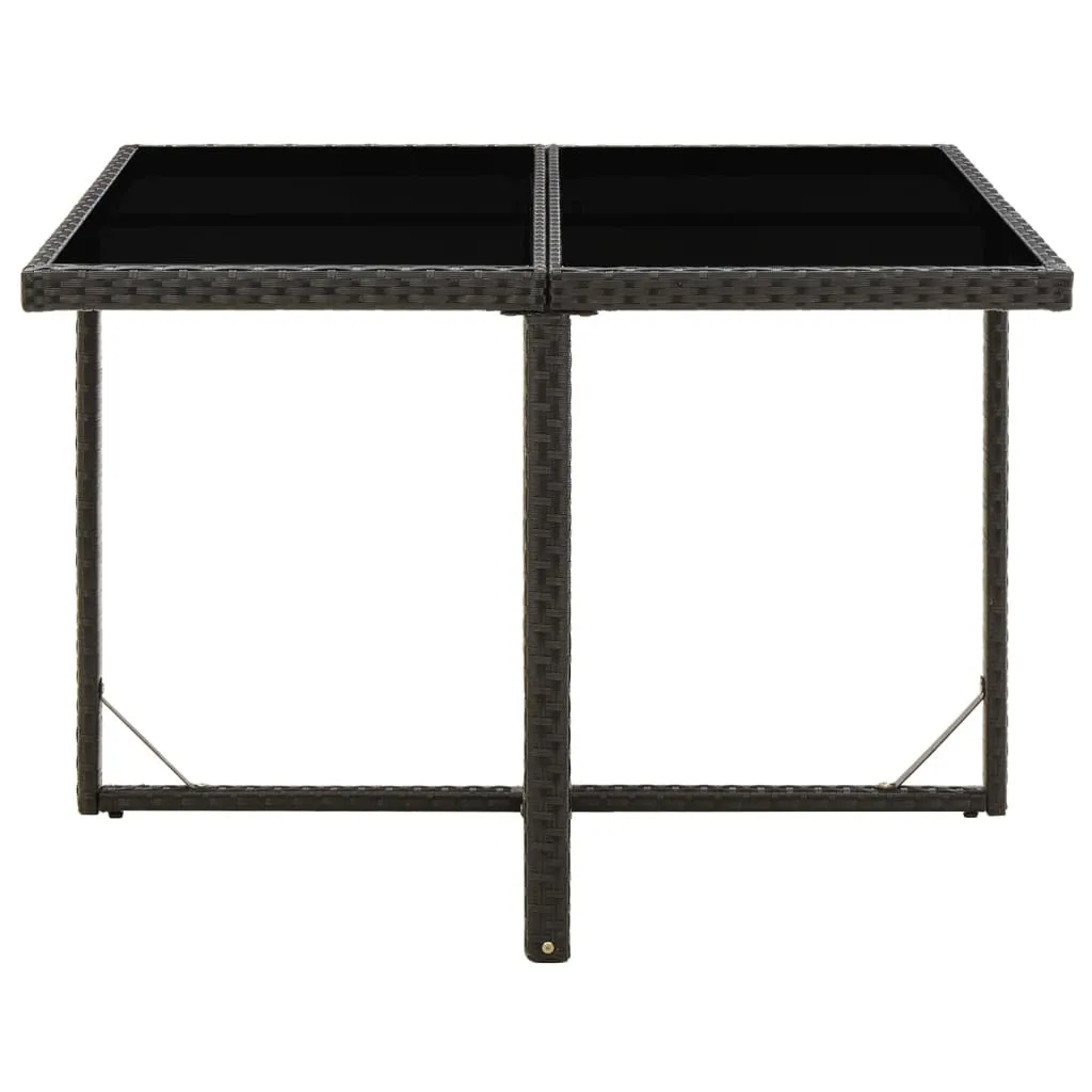 Grande Table Carrée 4 Personnes pour Terrasse Noir Rotin et Verre
