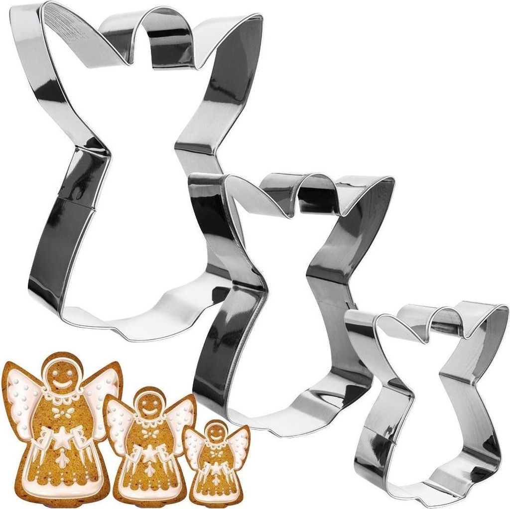 Set mit drei Engelskuchenformen aus Edelstahl