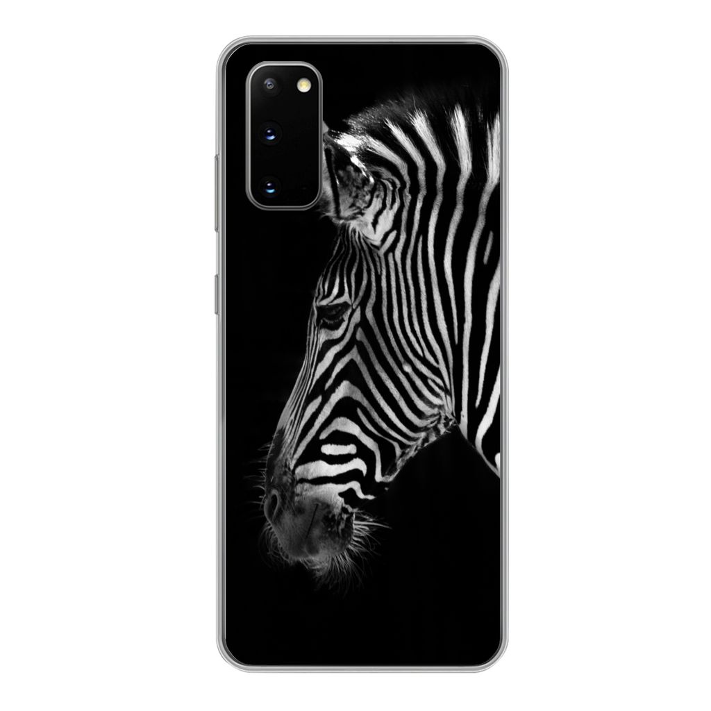 MuchoWow Handyhülle Schutzhülle Hülle für Samsung Galaxy S20 Zebra - Wilde Tiere - Schwarz Silikon Softcase Handy Hülle - Bild
