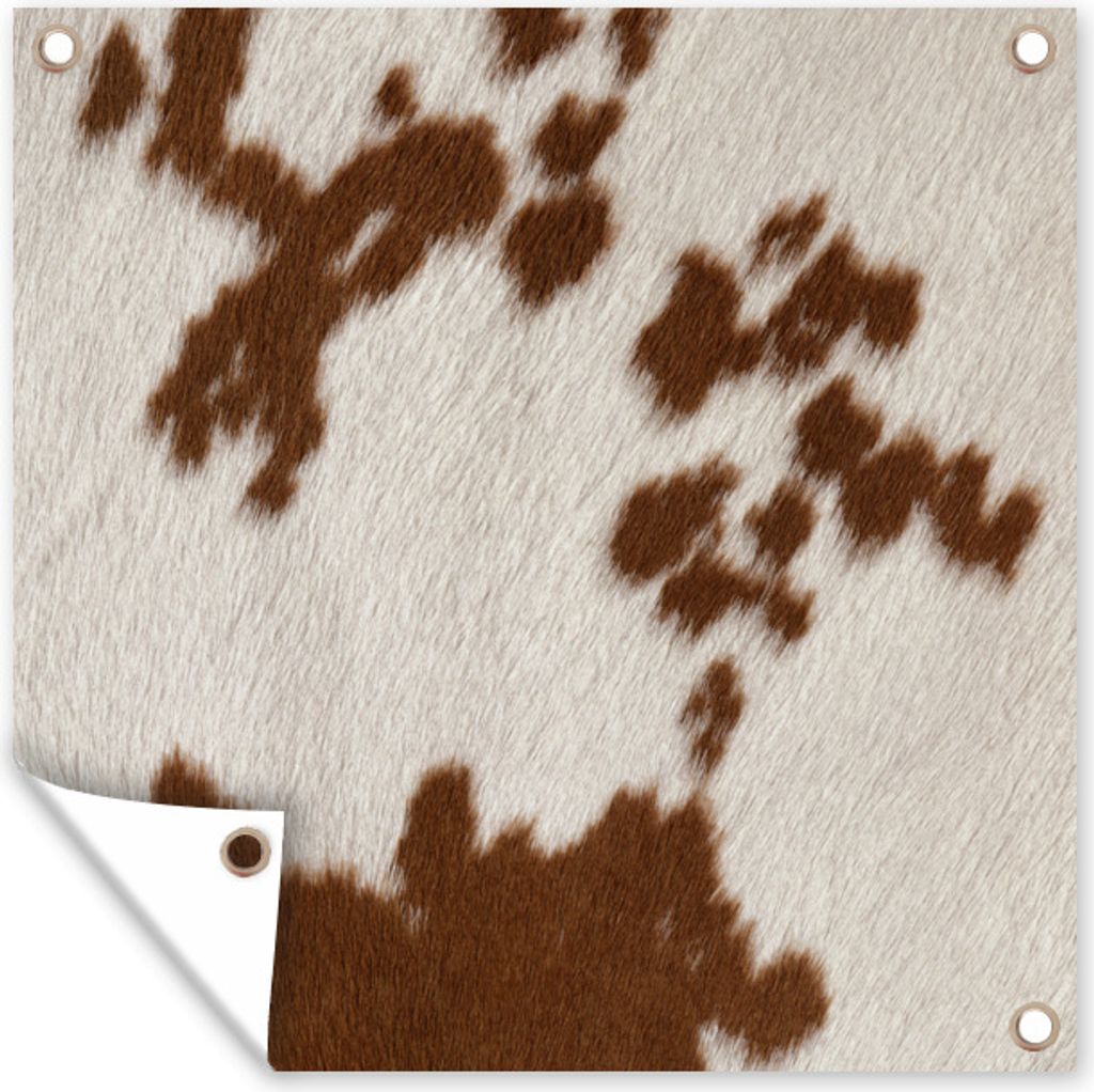 MuchoWow 50x50 cm Outdoor-Poster Gartendeko Sichtschutz Garten Poster für den Garten Rindsleder mit rot-orangen Tupfen
