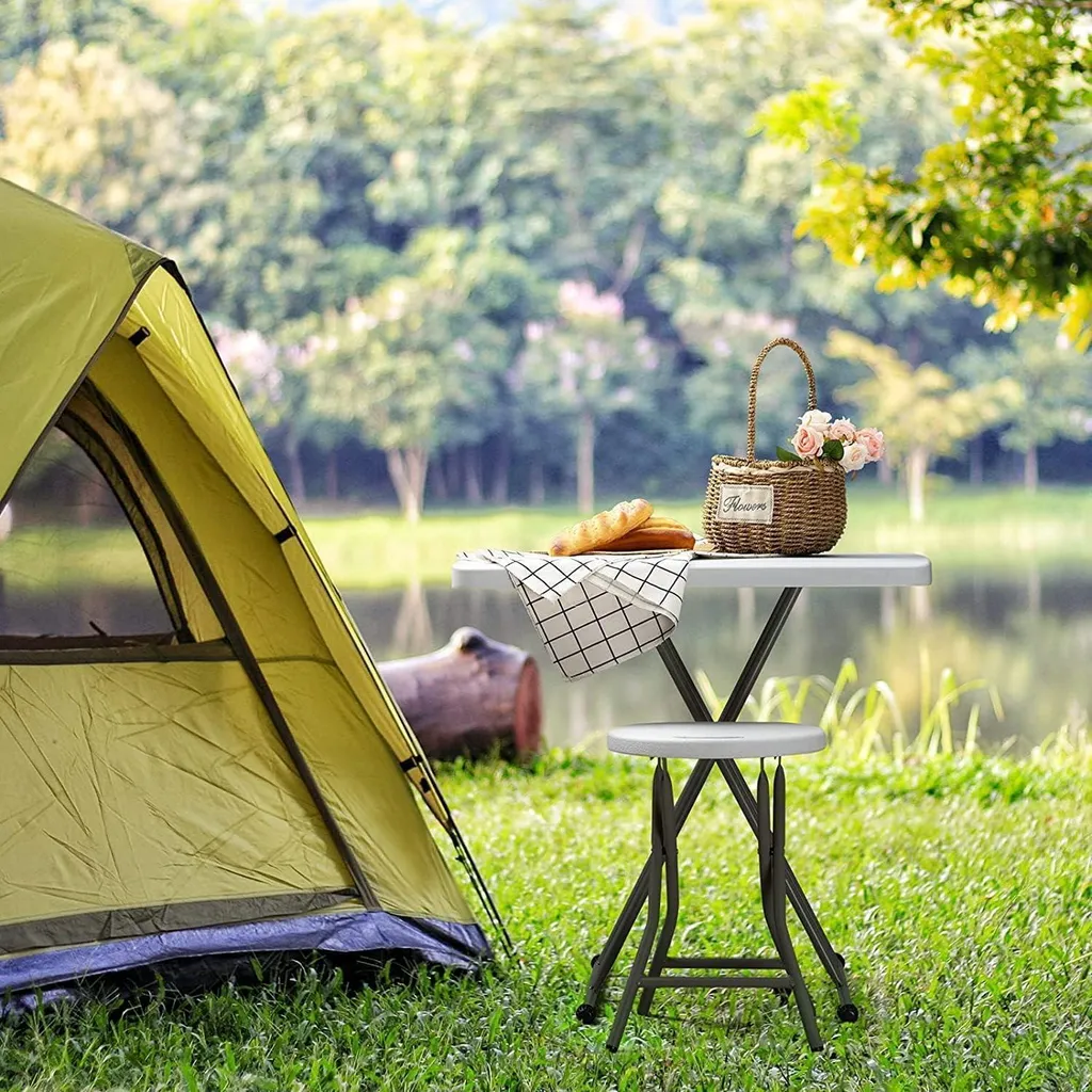 Table de camping pliante 76cm blanche de 2,5FT robuste pour jardin