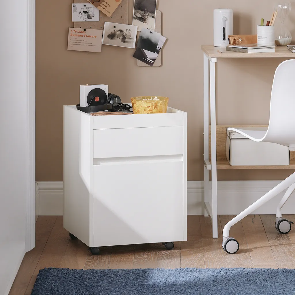 SoBuy FBT121-W Tavolino Laterale Multiuso Bianco Carrello Ruote