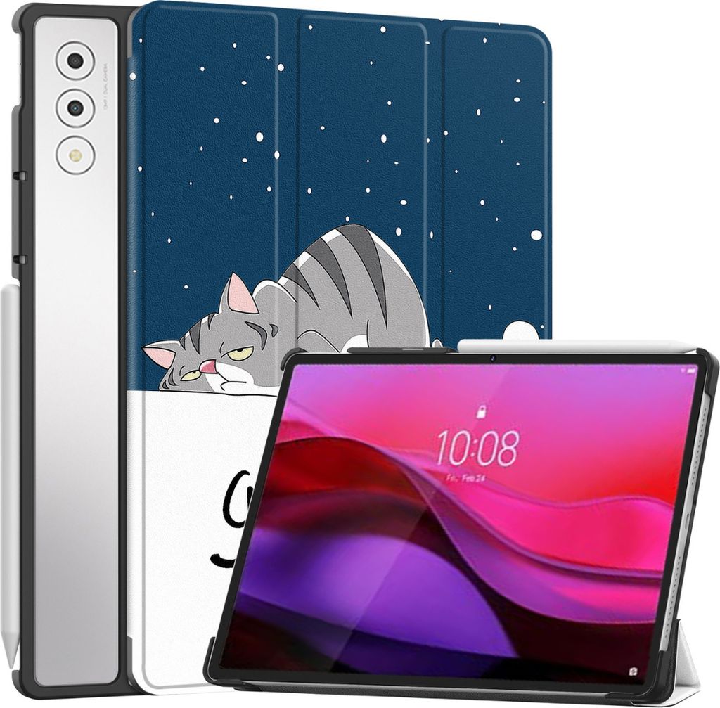 Case2go - Hülle kompatibel mit Lenovo Yoga Tab Plus (2025) - 12.7 Zoll - Mit AutoWake-Funktion - Kunstleder Tablet Case Schutzhülle - Good Night