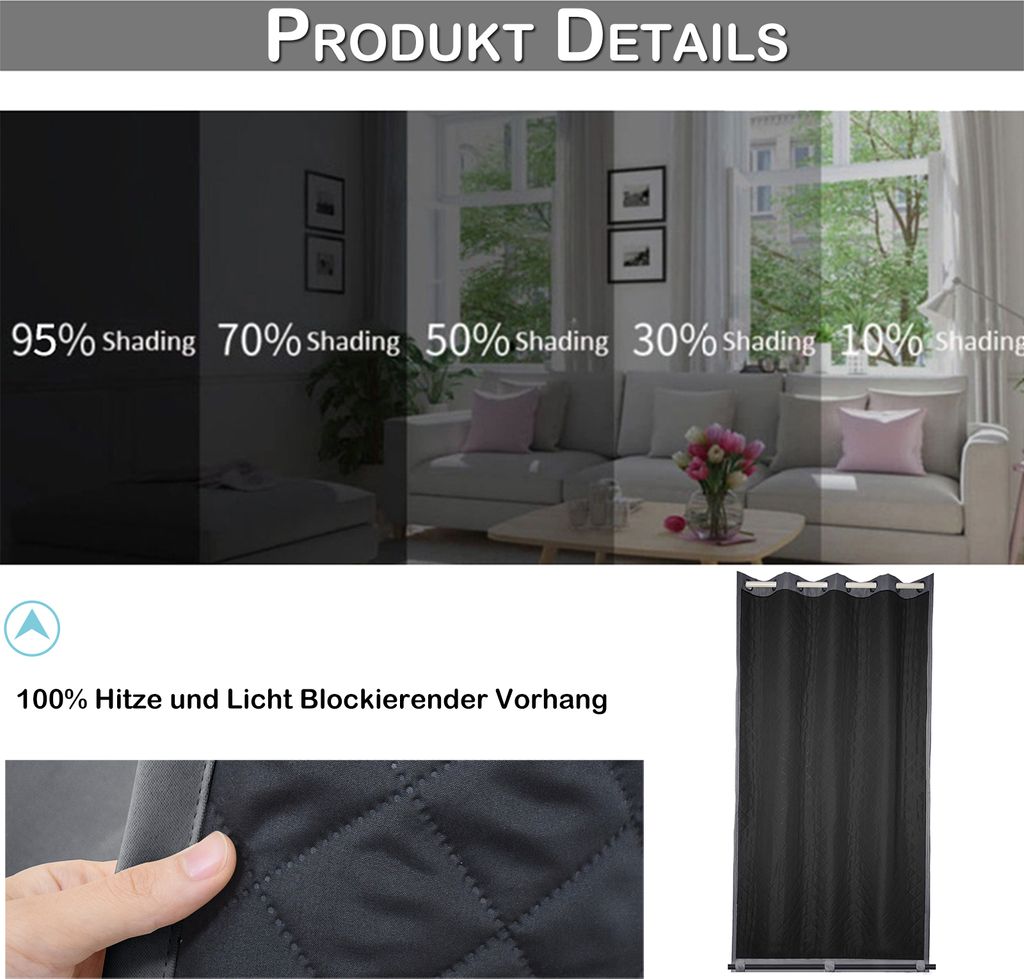 1x Outdoor Vorhang Grau Wetterfest Mit Ösen Gardinen Produktbild 11