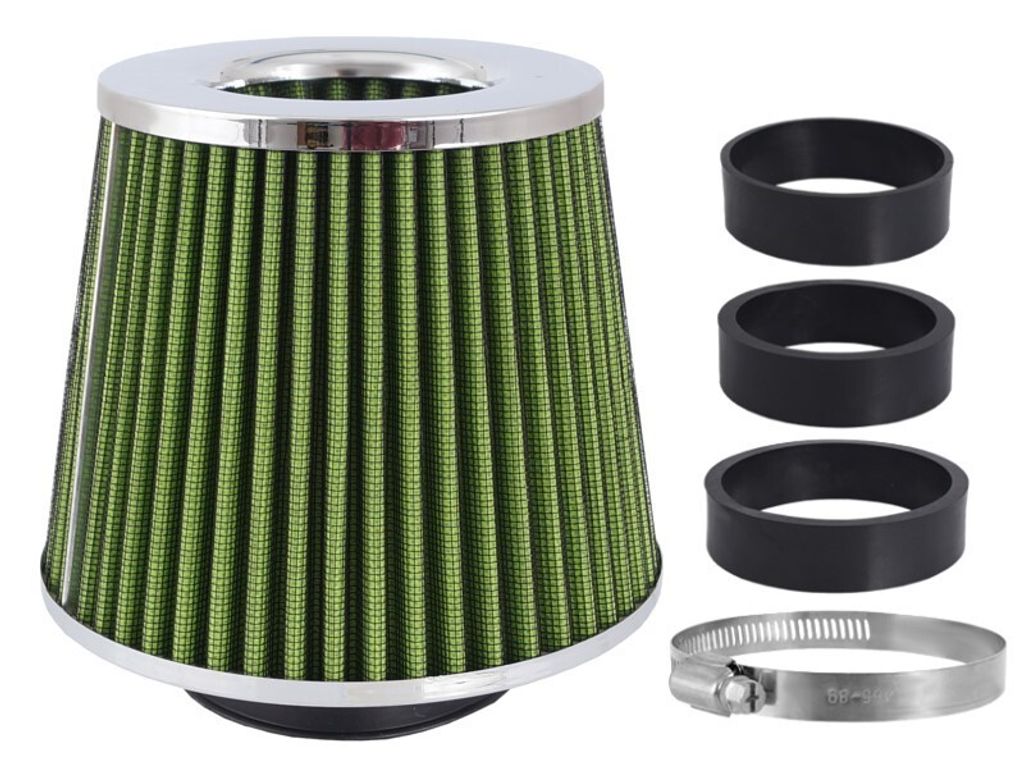 Konischer Luftfilter 155x130x120mm, lime/chrom, Adapter: 60, 63, 70 mm