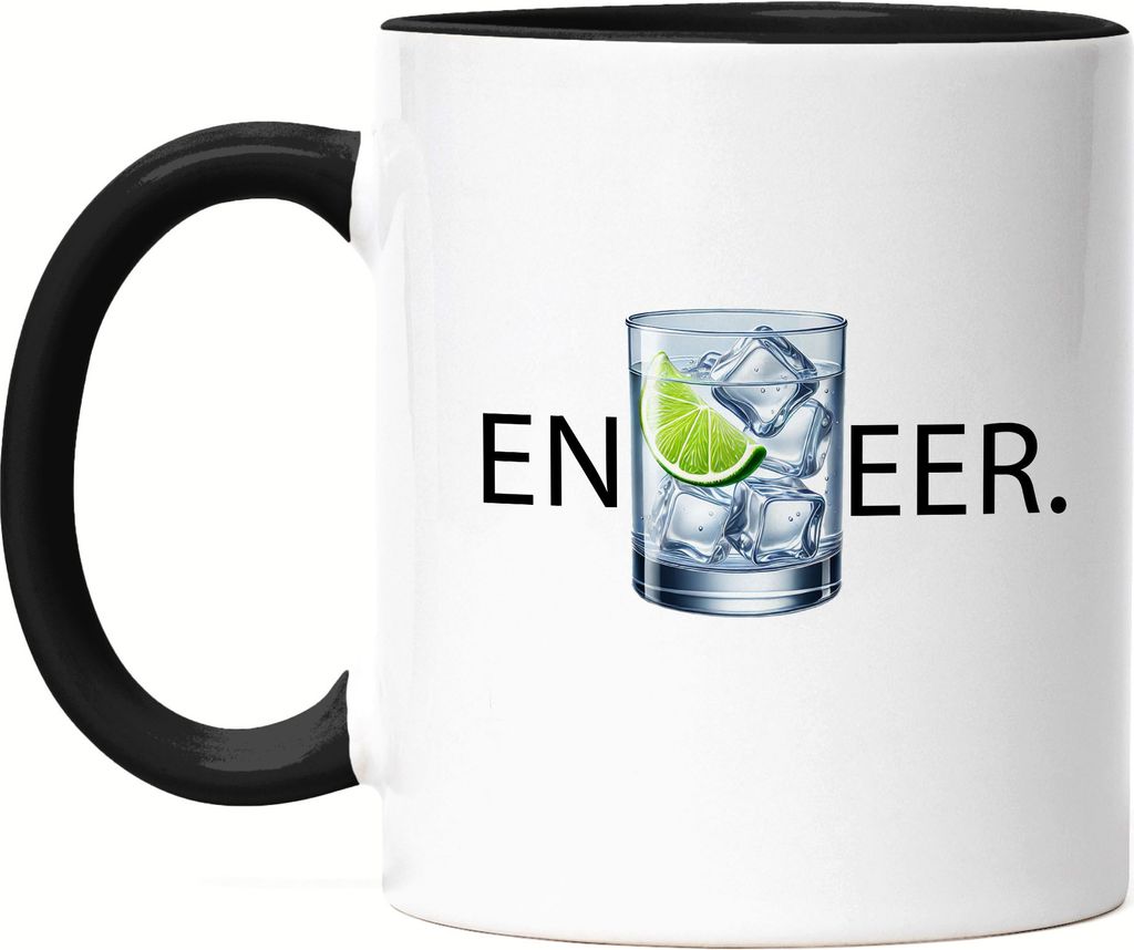 EnGineer Tasse schwarz Gin Ingenieur Engineer Gin Trinker Abschluss Ingenieurwesen Akademiker