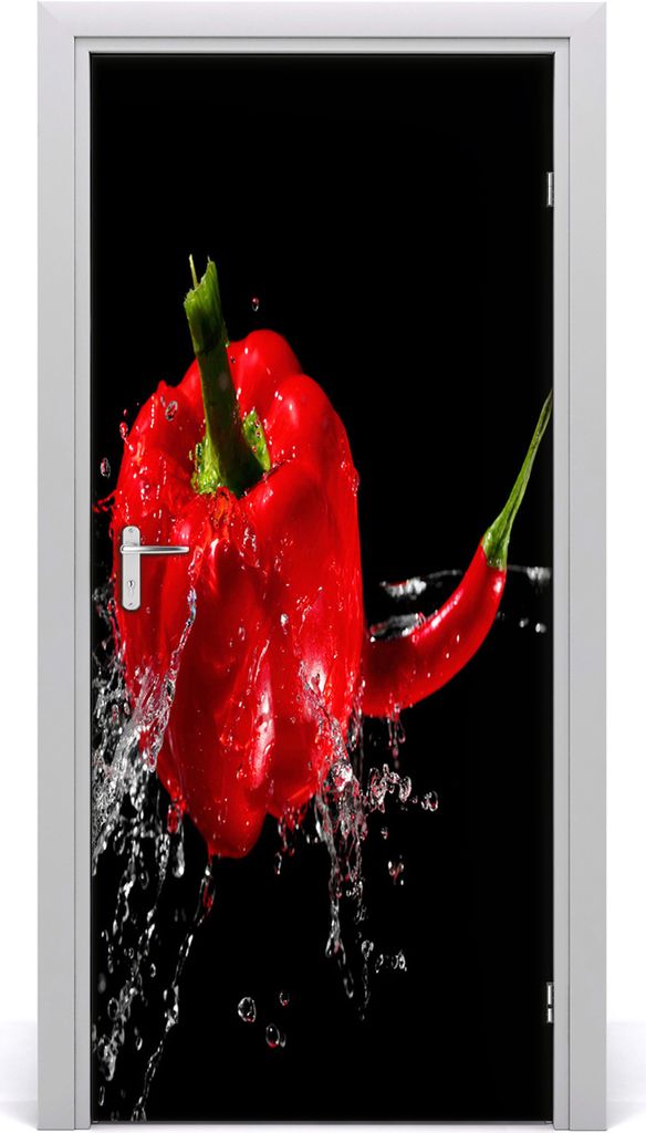 Tulup Türaufkleber 95x205 cm Dekorative Aufkleber Selbstklebend Wasserdichte Tapete Abnehmbar Schlafzimmer Wohnzimmer Wohnkultur - zwei Paprika