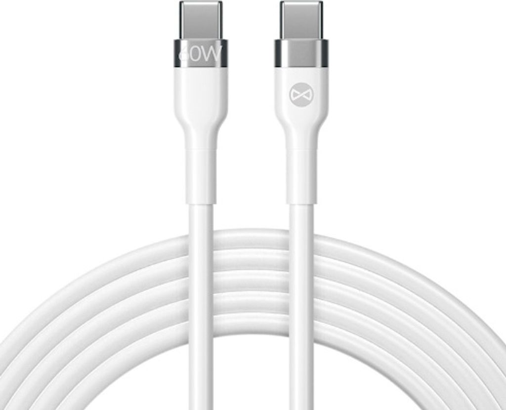 Forever Flexibles Lade- und Datenübertragungskabel, USB-C auf USB-C, 1,0 m, 60 W, 3 A, weiß