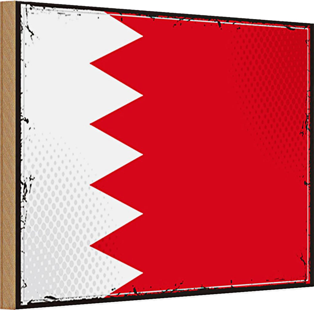 Holzschild Flagge Bahrain 30x20cm Retro Flag of Bahrain