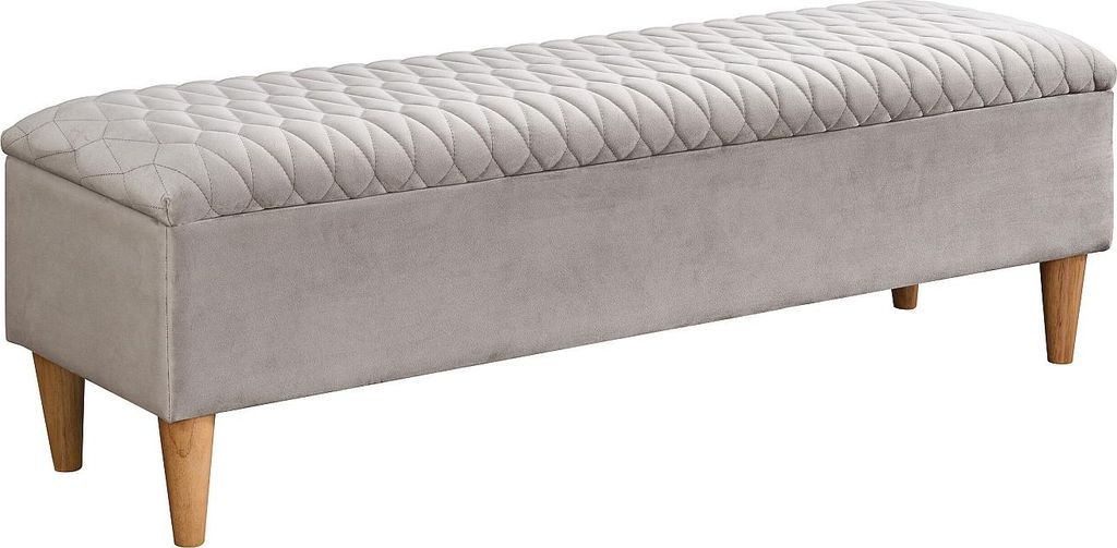 Sitzbank mit Stauraum - Samtstoff - Beige - DANIELE Produktbild 